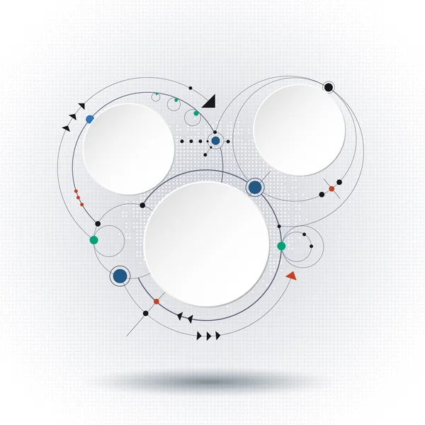 Illustrazione vettoriale molecole astratte con etichetta di carta 3D cerchi integrati e spazio per il tuo contenuto — Vettoriale Stock