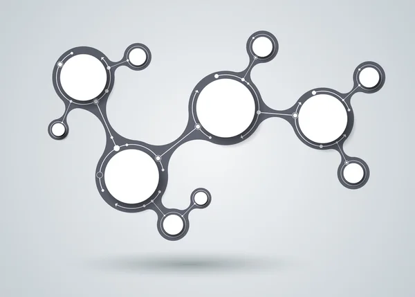 Molécules abstraites et technologie de communication avec cercles intégrés — Image vectorielle