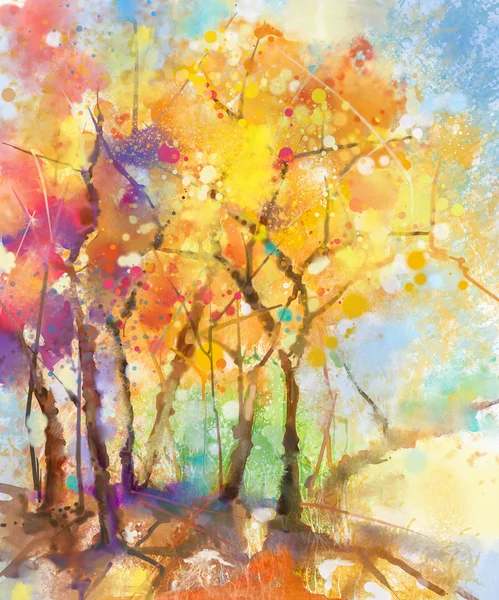 Abstrakcyjny akwarela malarstwo kolorowy krajobraz. Wiosna, lato sezon natura akwarela tło — Zdjęcie stockowe