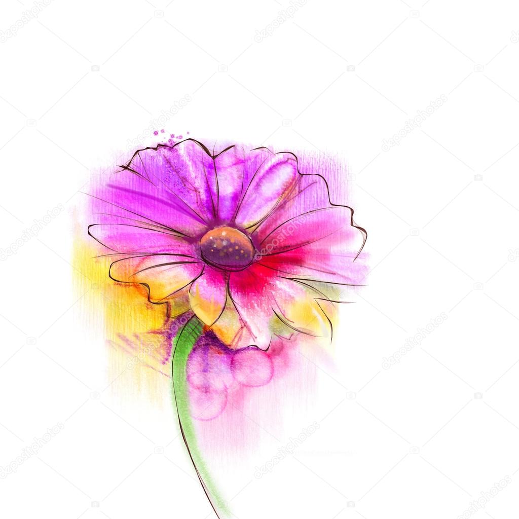 Acuarela abstracta pintura gerberas rojas, flor de margarita Ilustración de  archivo de ©Nongkran_ch #113352020, image size:1024x1024