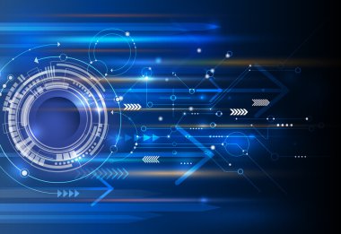 Göz küresi, devre kartı, hız hareket bl ile soyut teknoloji