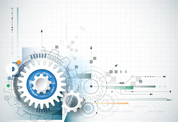 Antecedentes de tecnologia abstrata. Roda de engrenagem vetorial, hexágonos e placa de circuito, oi-tech abstrato, engenharia, máquina, tecnologia concep —  Vetores de Stock