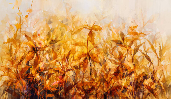 Abstract Oil Painting Orange Red Yellow Leaf Illustration Hand Painted Royalty Free Stock Photos