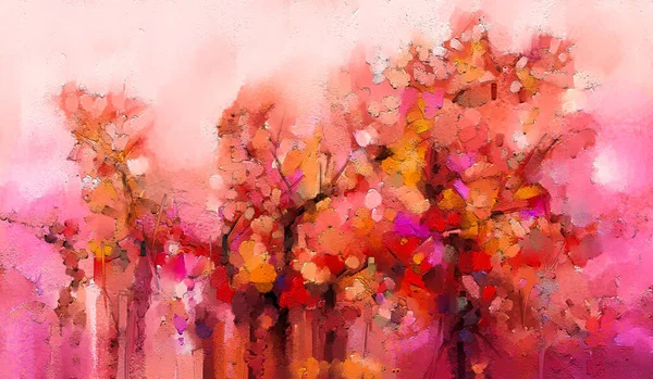 Ilustracja Kolorowy Jesienny Las Abstrakcyjny Obraz Jesiennej Pory Roku Żółty — Zdjęcie stockowe