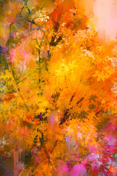 Malarstwo Olejne Kolorowy Sezon Jesienny Pół Abstrakcyjny Obraz Lasu Drzewa — Zdjęcie stockowe