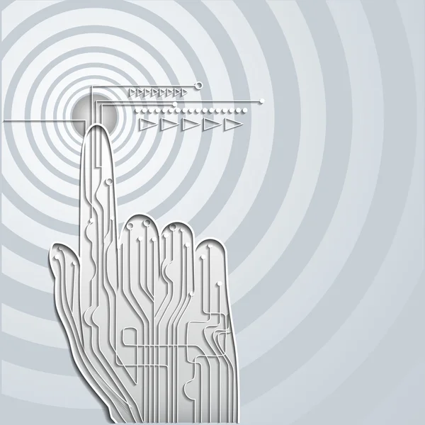 Abstracte circuit met hand vorm achtergrond. — Stockvector