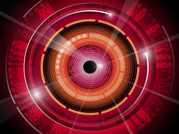 与二进制代码的技术背景的红色眼球 — 图库矢量图片