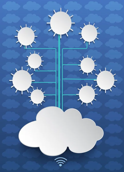 Computación en nube.Concepto redes sociales . — Archivo Imágenes Vectoriales