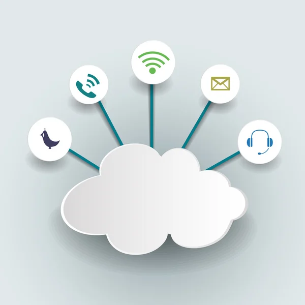 Clouds abstraits avec icône pour les réseaux sociaux .Cloud Computing concept . — Image vectorielle