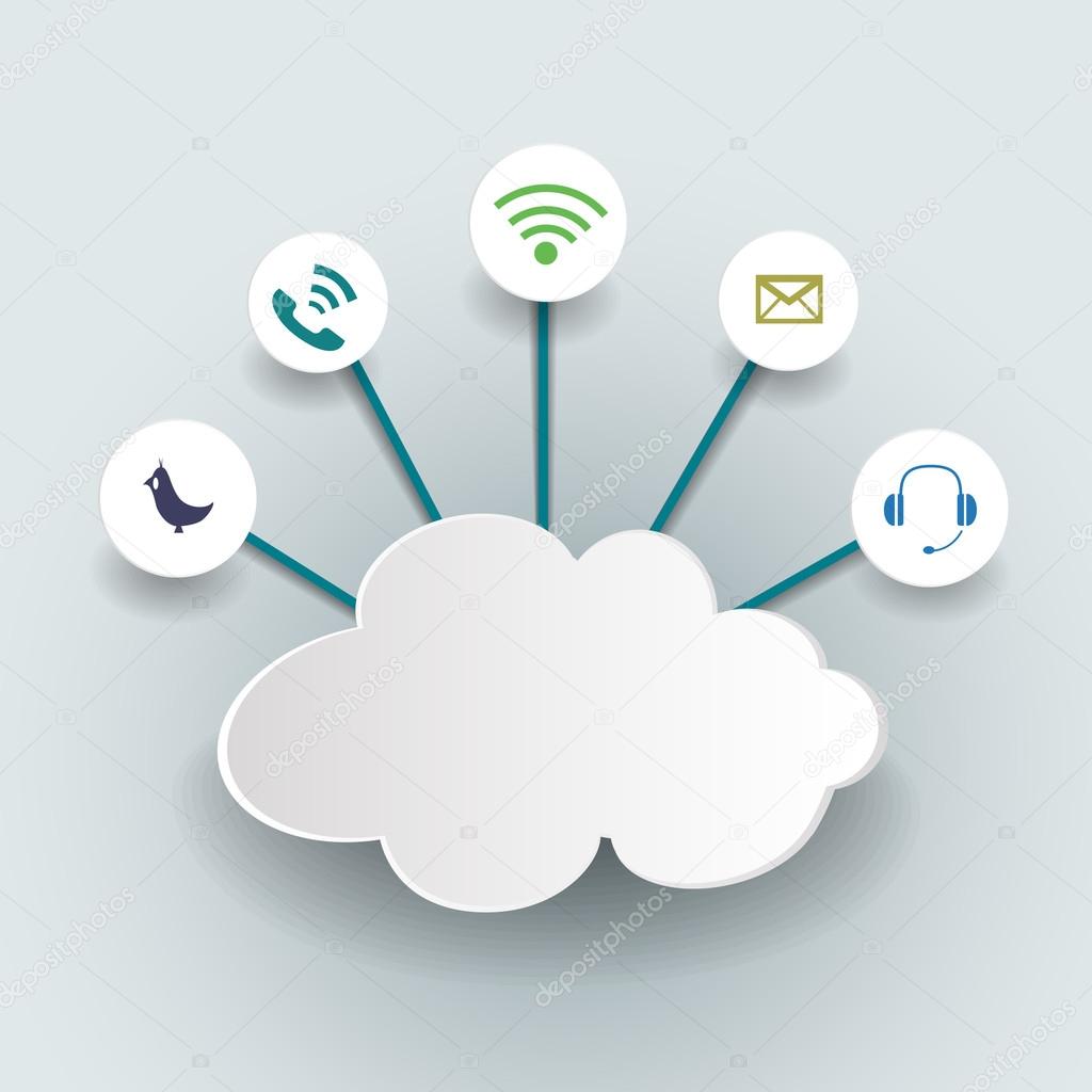 Abstract clouds with icon for social networks .Cloud computing concept.