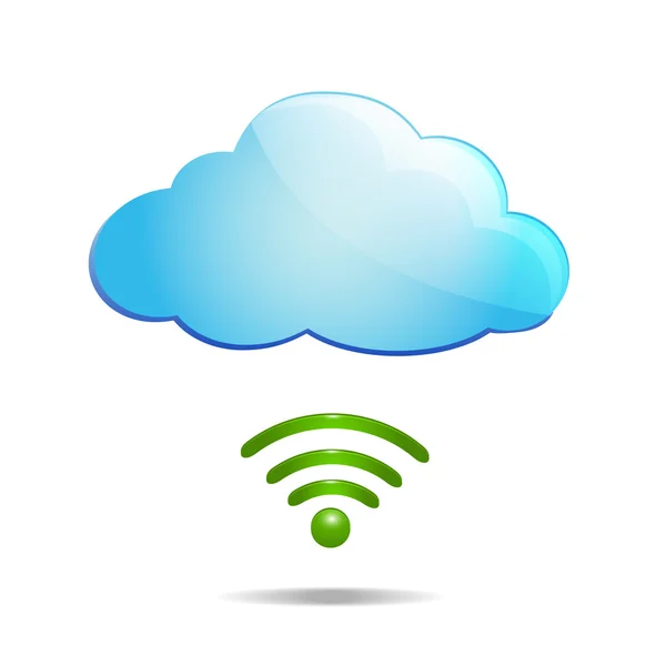Tom cloud computing med wi-fi symbol.social nätverk koncept — Stock vektor