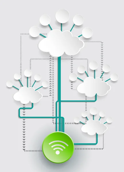 Blank Cloud computing with Wi-FI symbol.Social networks concept — Stock Vector