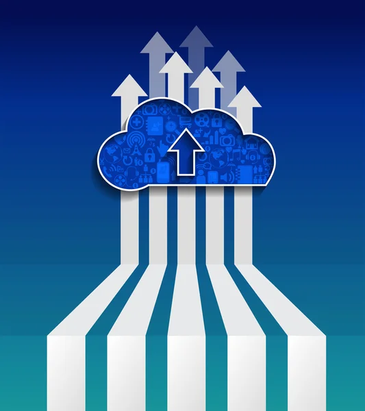 Subir nube .Cloud hosting para fondo de red social . — Vector de stock