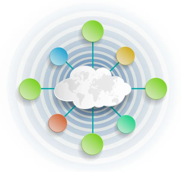 Blanco papier wolk computing.social netwerken concept — Stockvector