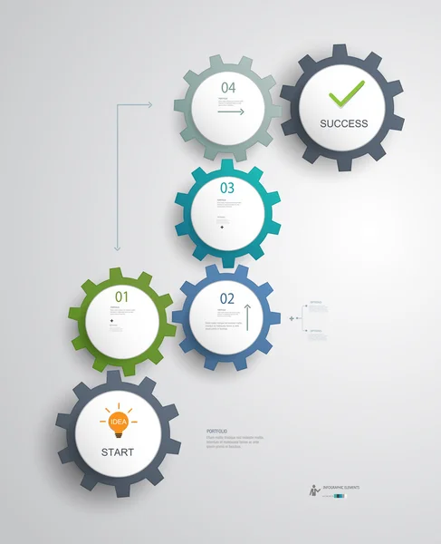Fogaskerekek infographics .successful üzleti lépések ötlet tervezés. — Stock Vector