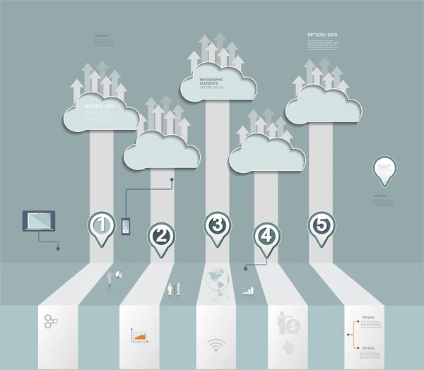 Cloud Hosting.Concepto de Cloud Computing — Archivo Imágenes Vectoriales