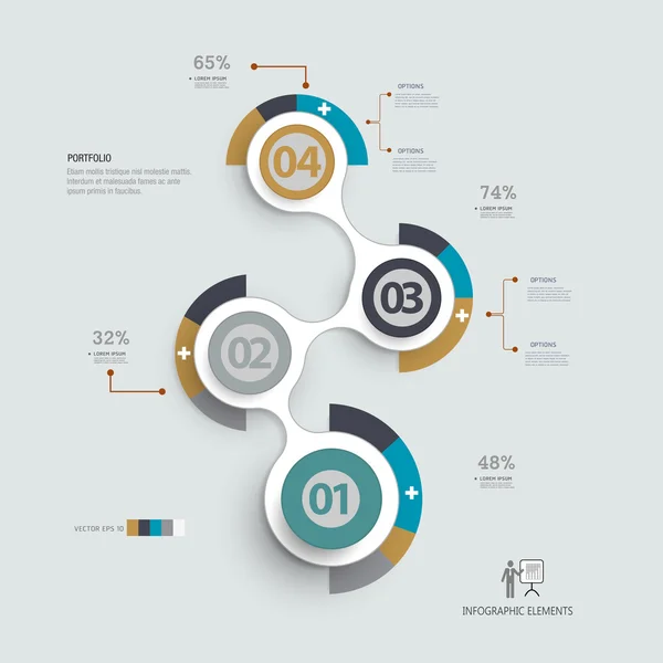 El diseño de infografías paso a paso template.can se utiliza para el diseño del flujo de trabajo, diagrama, diseño web — Vector de stock