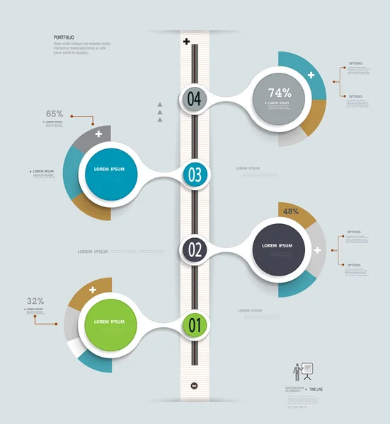 Infografías Plantilla de línea de tiempo. Paso a paso número options.can ser utilizado diseño de flujo de trabajo, diagrama, diseño web . — Vector de stock