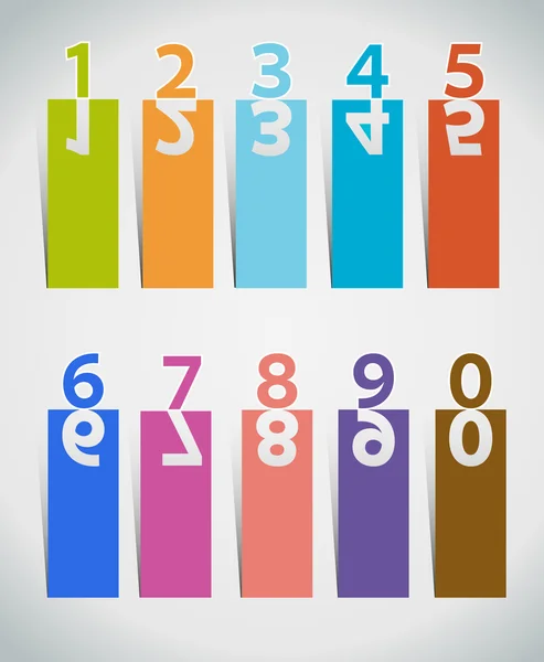 Colour Numbers set on paper strips .Vector illustration — Stock Vector