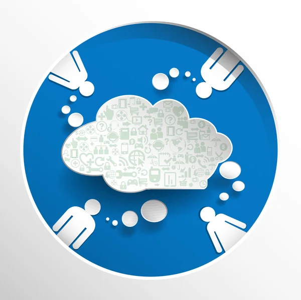 Tekstballon. Cloud computing-met icons.social netwerk — Stockvector