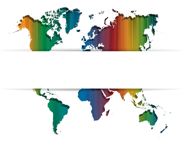 世界地図とカラフルな直線の背景 — ストックベクタ