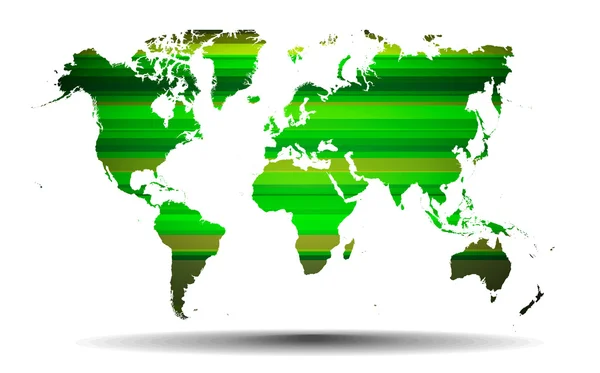 Sfondo verde linee rette con mappa del mondo — Vettoriale Stock