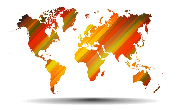 Kleurrijke rechte lijnen achtergrond met kaart van de wereld — Stockvector