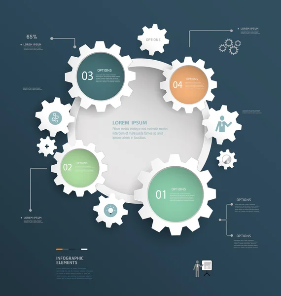 Gear Infographics design.diagram,number options,web design. — Stock Vector