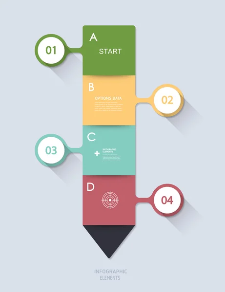 Minimale infographic stap voor stap. lange schaduw ontwerp — Stockvector