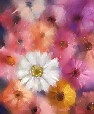 Soyut çiçek. Gerbera Flower.Oil resim