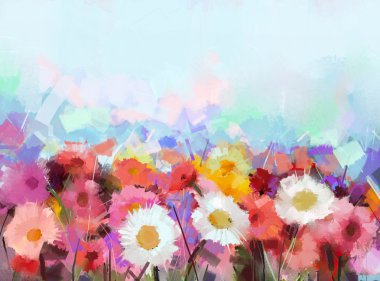Gerbera çiçek. Soyut çiçek Yağlıboya Resim