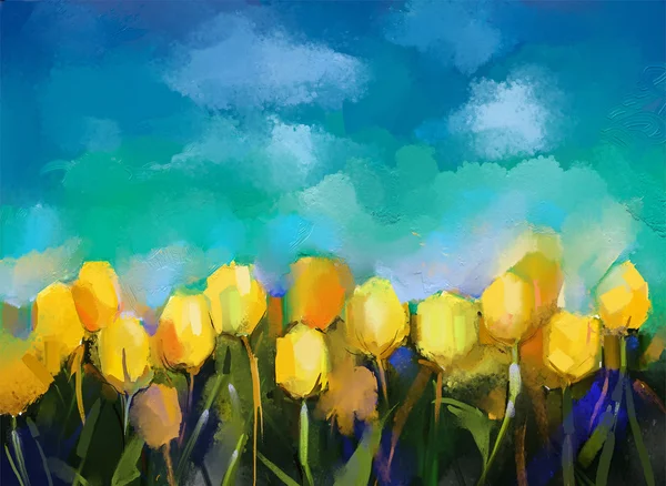 Tulpen bloemen. Olieverfschilderij. Abstracte bloem digitaal schilderen. — Stockfoto