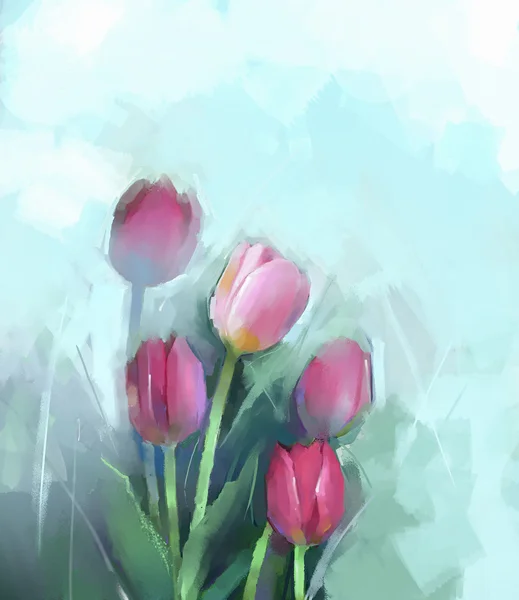 Tulips flowers oil painting — Stock Photo, Image