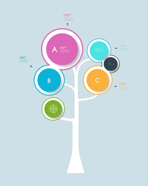 Infografica cerchio etichetta design con albero astratto albero concetto di crescita — Vettoriale Stock