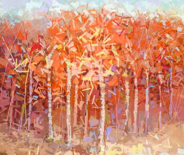 Abstract Oil painting landscape colorful autumn forest — Stock Photo, Image