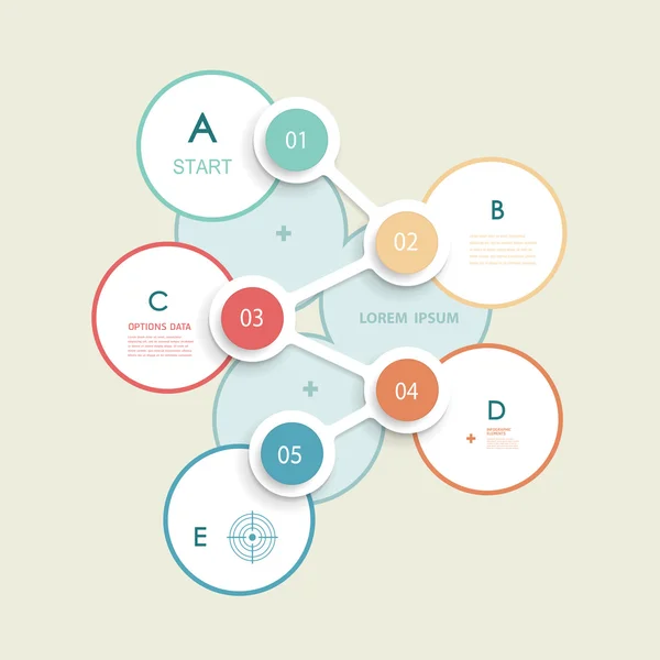 Modèle infographique cercles abstraits. conception d'étiquettes avec place pour votre contenu.communication, affaires, médias sociaux, technologie, réseau et web design — Image vectorielle
