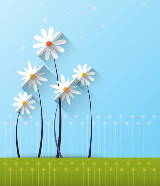 Kağıt çiçekler ile soyut bahar arka plan