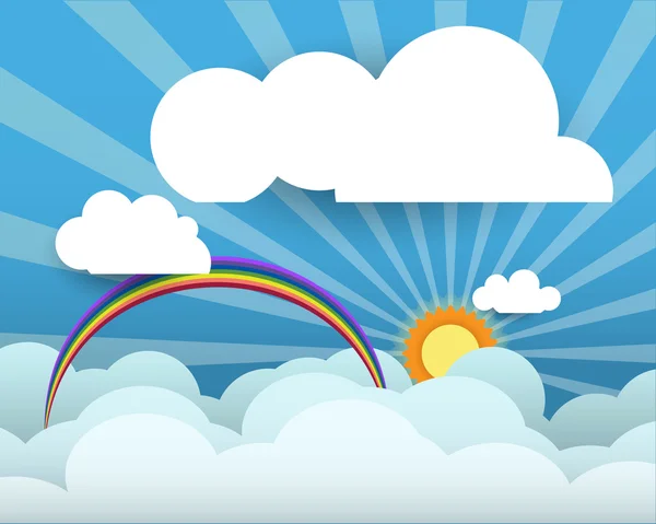 ABS papper med sunshine-rainbow-White cloud för din text — Stock vektor