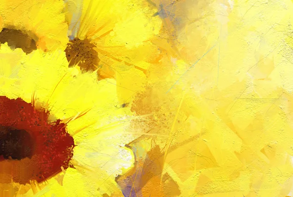 Ölgemälde goldene Sonnenblume Hintergrund. — Stockfoto