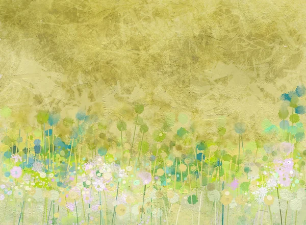 Abstraktní malba květin pole na grunge papír textury — Stock fotografie