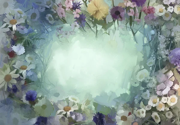 Vintage flowers painting.Flowers in soft color and blur style for background — Stock Photo, Image