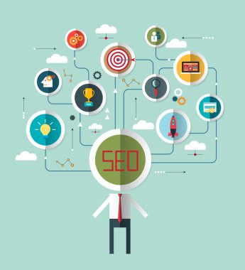 Seo kelime ile illüstrasyon iş adamı