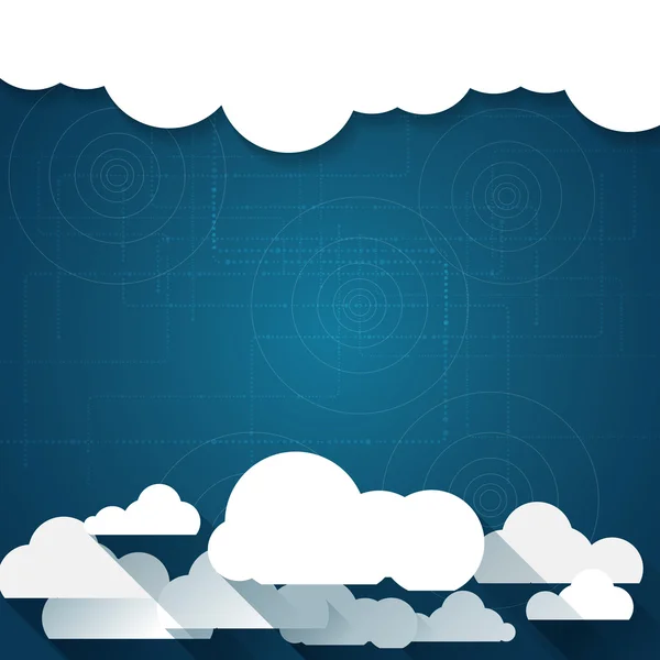 Vector papier wolken op een blauwe achtergrond — Stockvector