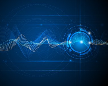 İllüstrasyon soyut fütüristik dalga dijital teknoloji kavramı