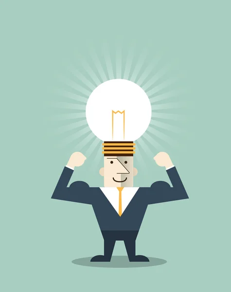 Ampoule créative homme d'affaires avec symbole de la tête humaine — Image vectorielle