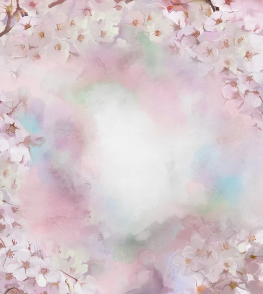 Cherry blossom flower oil painting — Stock Photo, Image