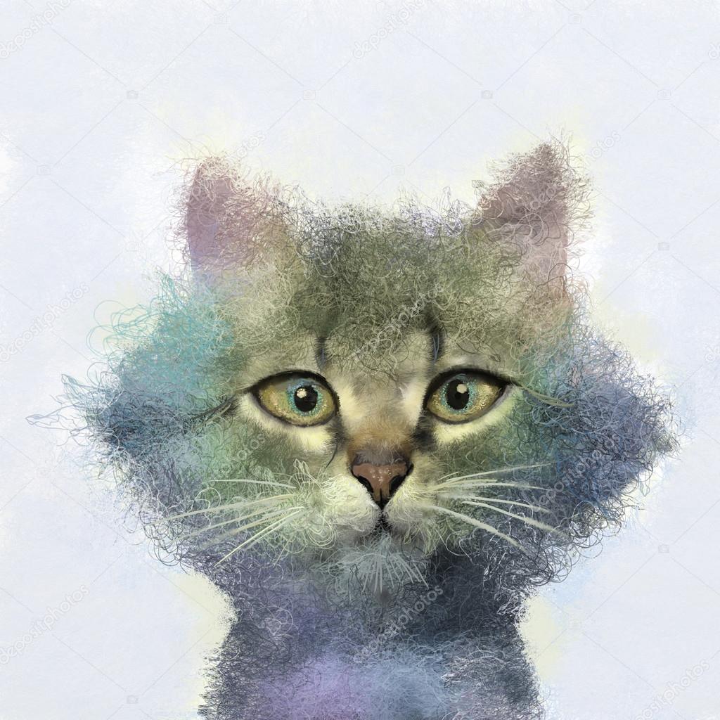  Abstract portrait of cat oil painting