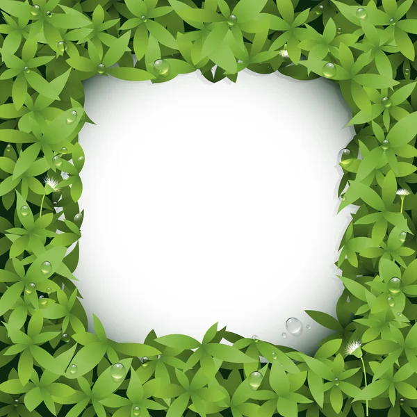 Feuilles vertes sans couture avec peu de fond de fleur blanche — Image vectorielle