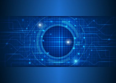 Gelecekteki dijital-devre kartını elektronik teknoloji mavi arka plan
