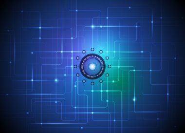 Vektör çizim soyut fütüristik devre kartı mavi geri